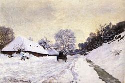 Claude Monet The Cart Snow-Covered Road at Honfleur Norge oil painting art